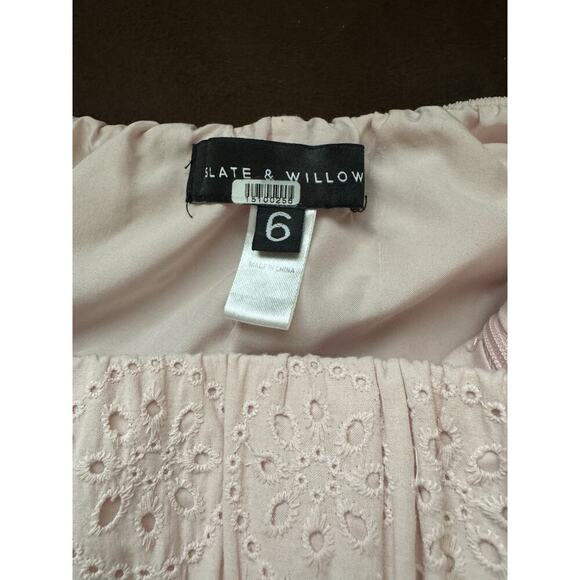 Slate & Willow Tiered Maxi Dress Pink Green Colorblock Sleeveless Size 6 - Picture 7 of 7